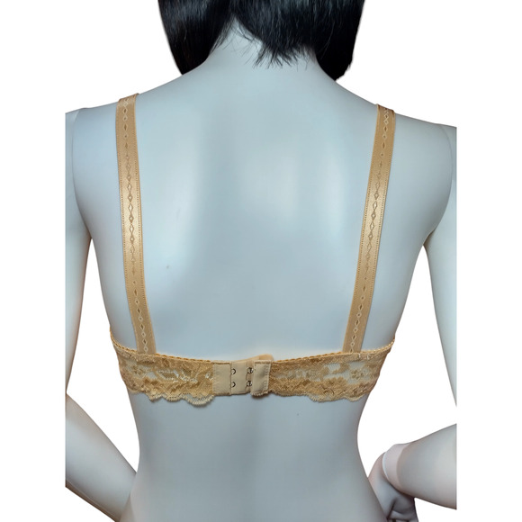 Womens Deep V-neck Full Lace Push up Bra Nude Size XS - Picture 4 of 8